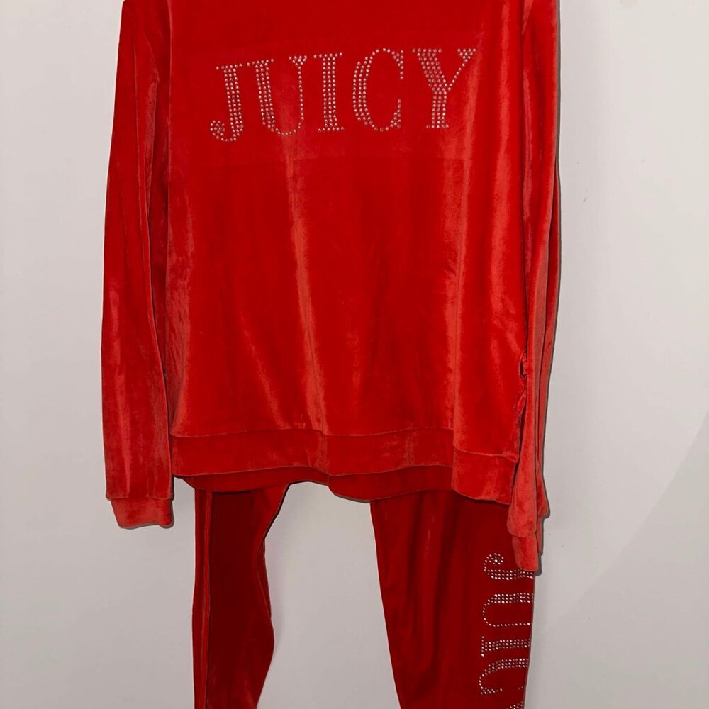 Juicy Couture Red Velour Loungewear set, size Small